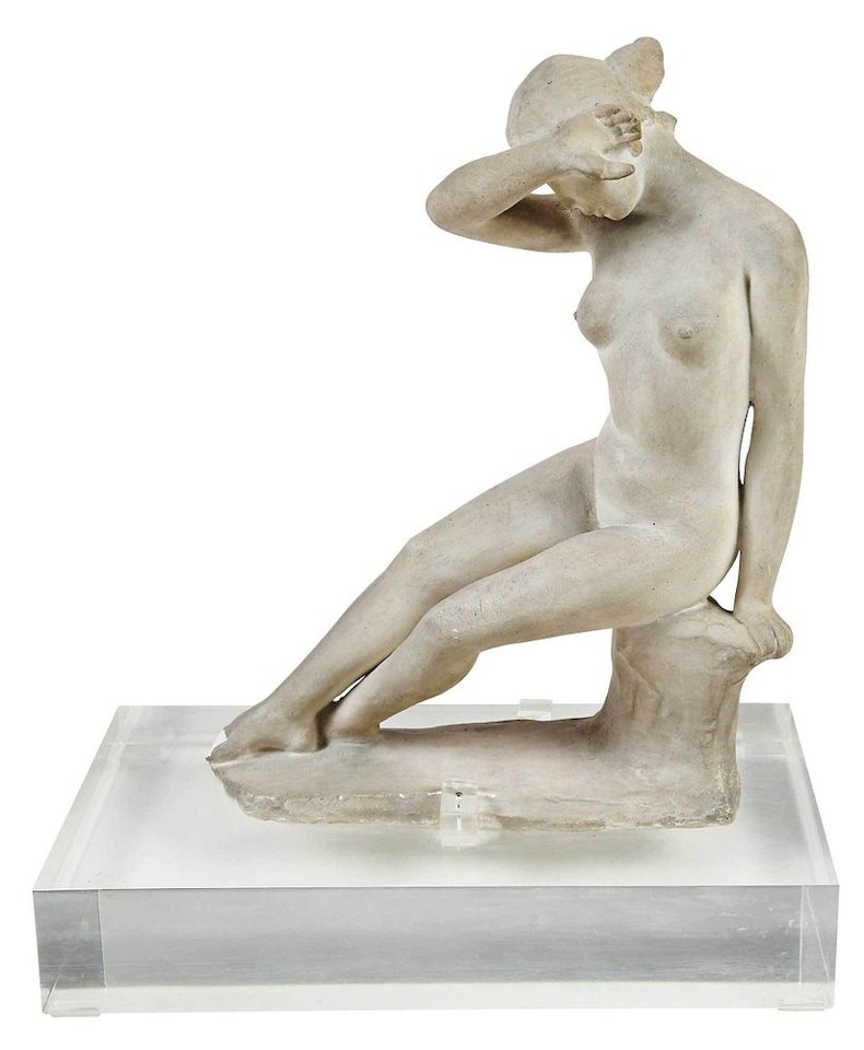 Plaster Figure of a Seated Nude; Jeune fille se voilant les yeux by Aristide Maillol