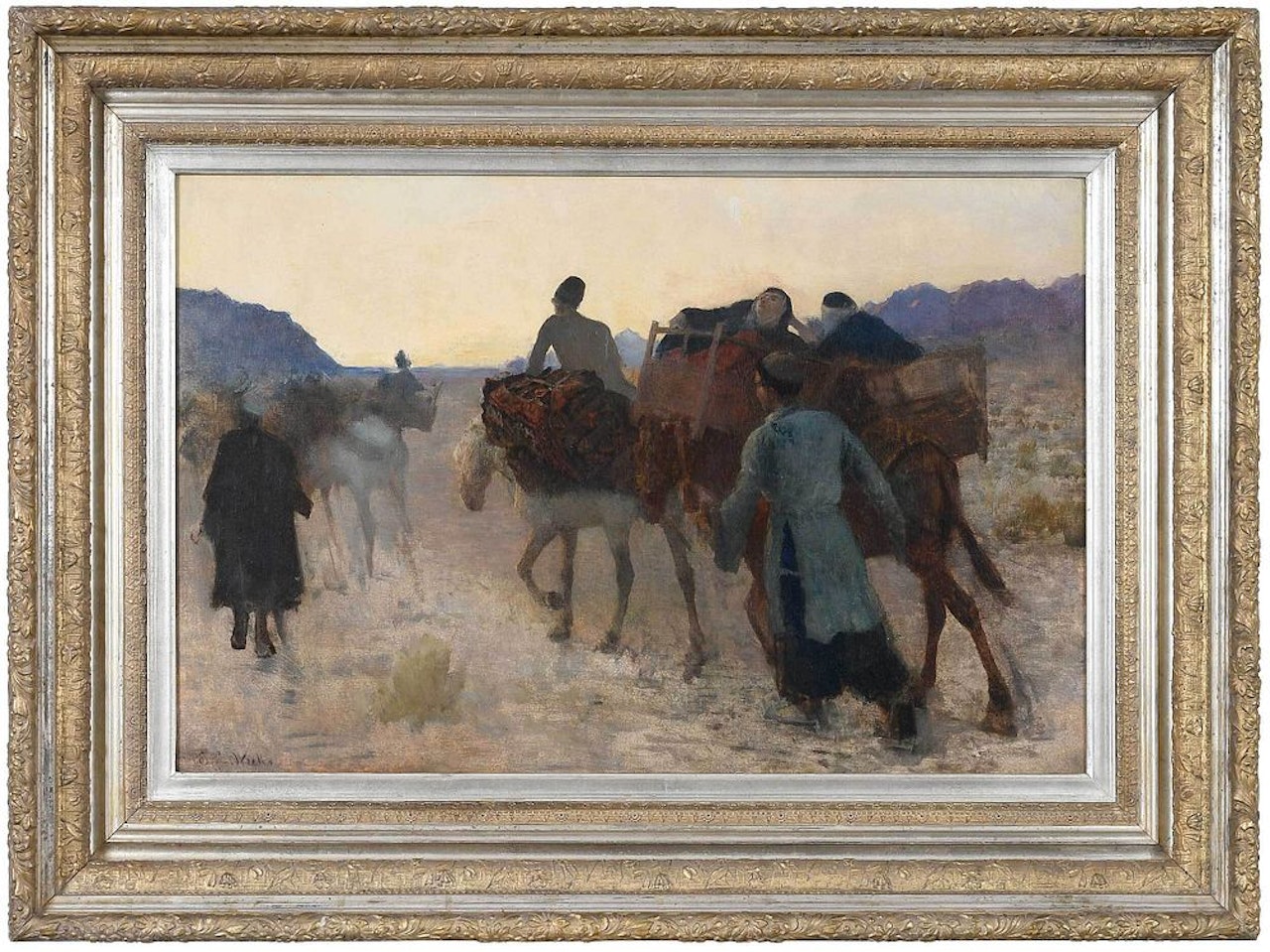 Orientalist Painting, Caravan; Caravan at Sunset ? Persia by Edwin Lord Weeks