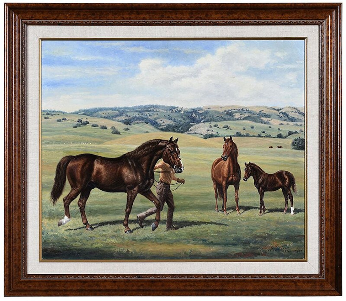 Robert Morgan"s Horses, Stallion, Mare and Colt,with Trainer by Richard Stone Reeves