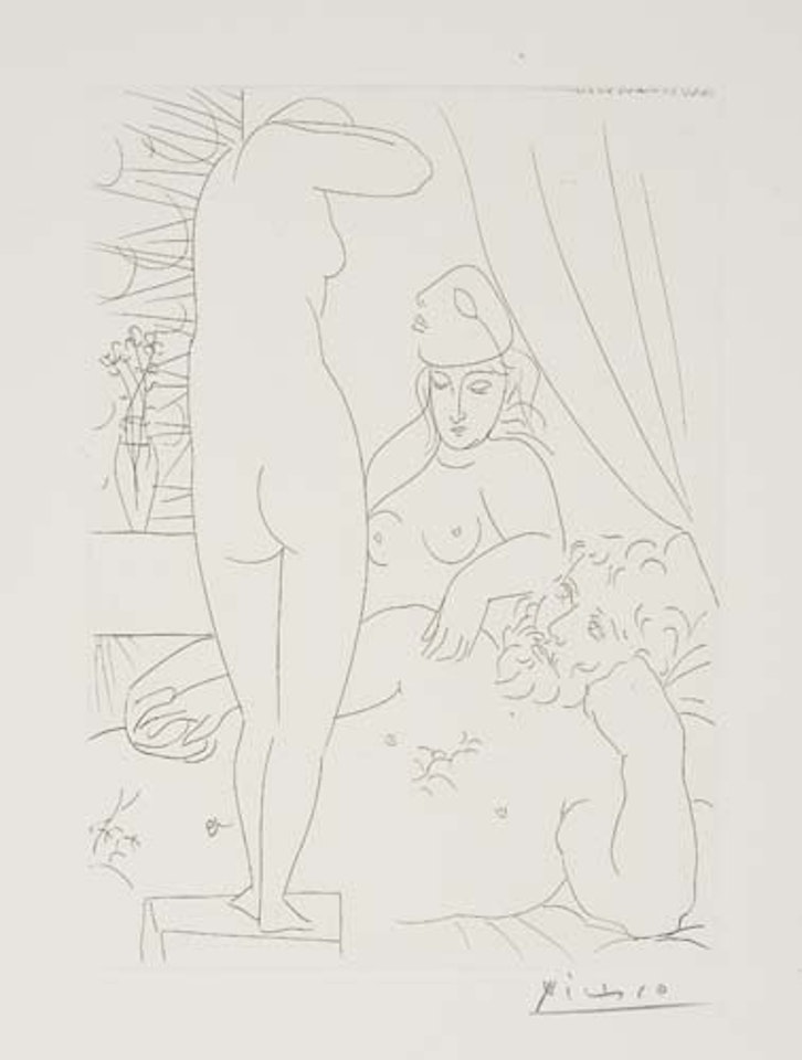 Le Repos du Sculpteur et le Modèle au Masque by Pablo Picasso