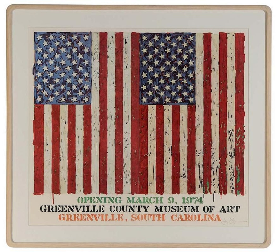 Exhibition Poster, Opening March 9, 1974; Greenville County Museum of Art, Greenville, South Carolina by Jasper Johns
