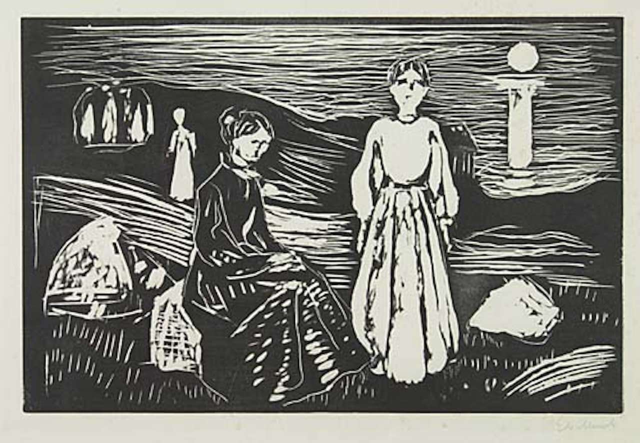 Frauen am Meerstrand in der Sommernacht by Edvard Munch