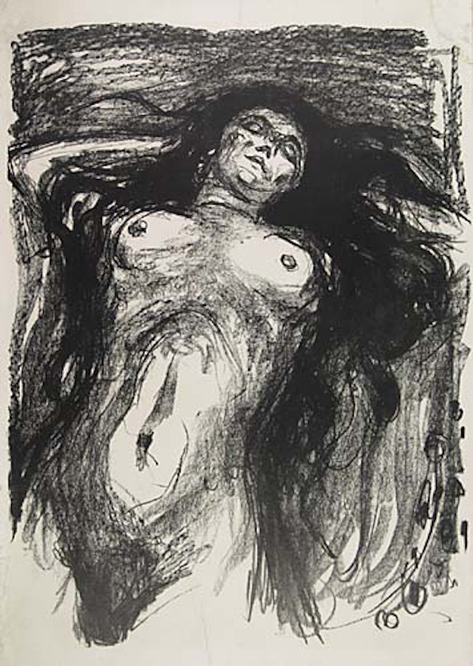 Liegende Frau mit aufgelöstem Haar by Edvard Munch