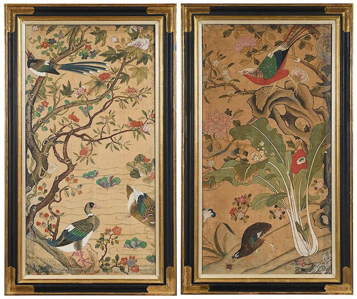 Two chinoiserie panels by Continental School