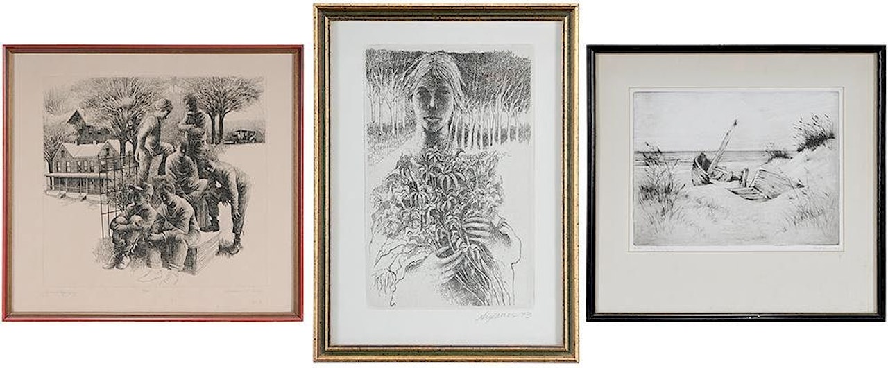 Three Modern Southern Prints; Perry Village Gang; A Woman with Flowers; …a long tock keeping by Various Artists
