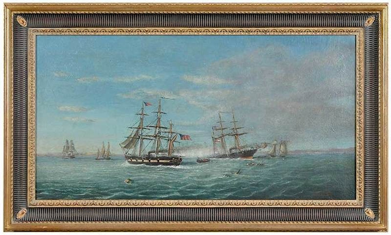 The U.S.S. Kearsarge Versus the C.S.S. Alabama, Battle of Cherbourg, France, June 19, 1864 by French School