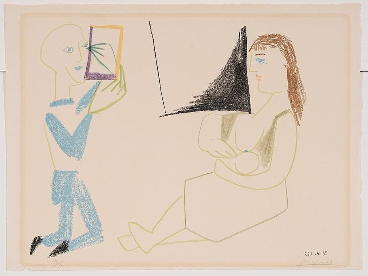 [Clown et femme nue (Clown a la glace)] by Pablo Picasso