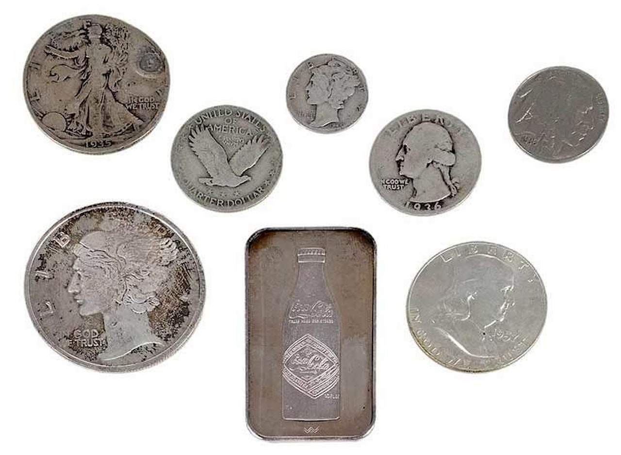 115 Troy Ounces of Silver Coins and Bars by Unknown Jewelry Maker