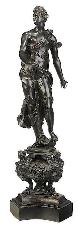 Lady on figural urn by Italian School