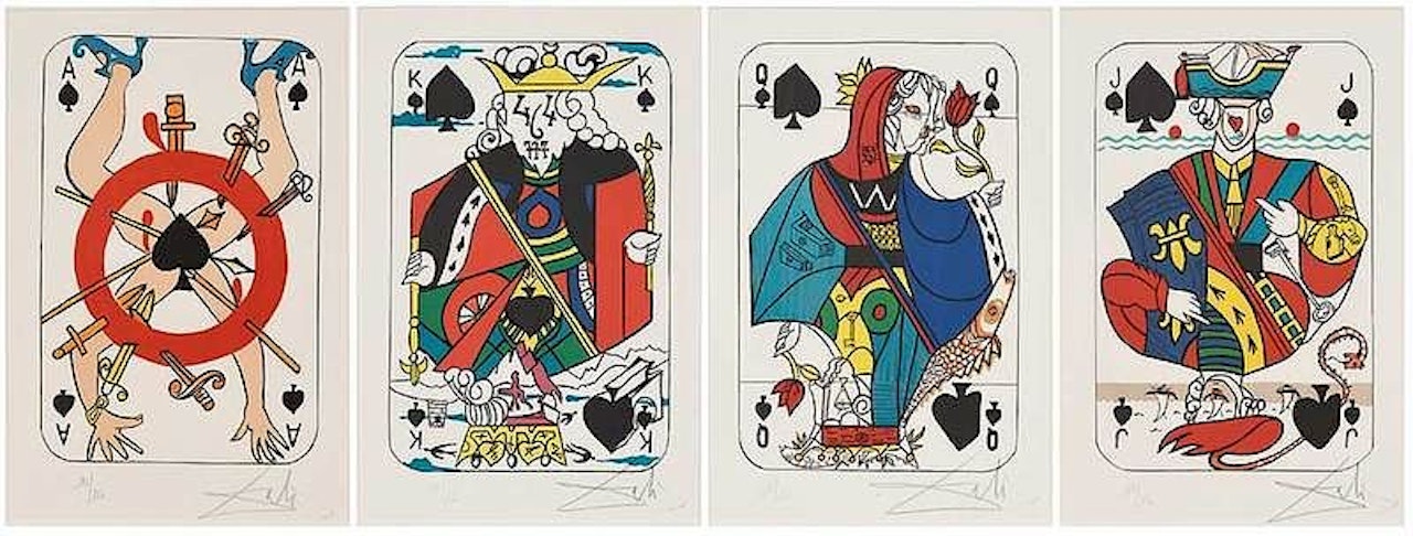 Spades (Jack, Queen, King and Ace) (F. 74-2) from the Playing Card Suite by Salvador Dali