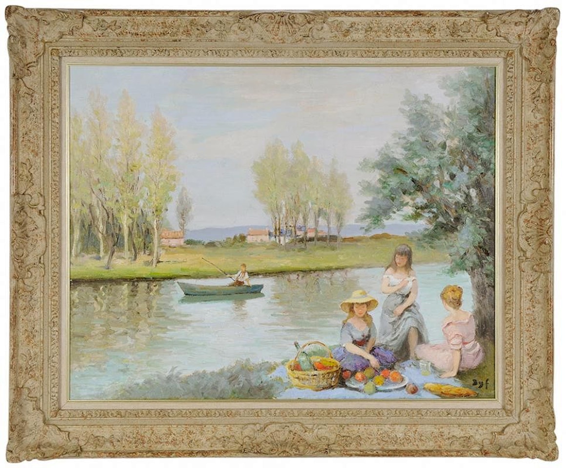 [Pique nique au bord de l"eau (Les Trois Amies, Claudine, Jacqueline, Corinne)] by Marcel Dyf