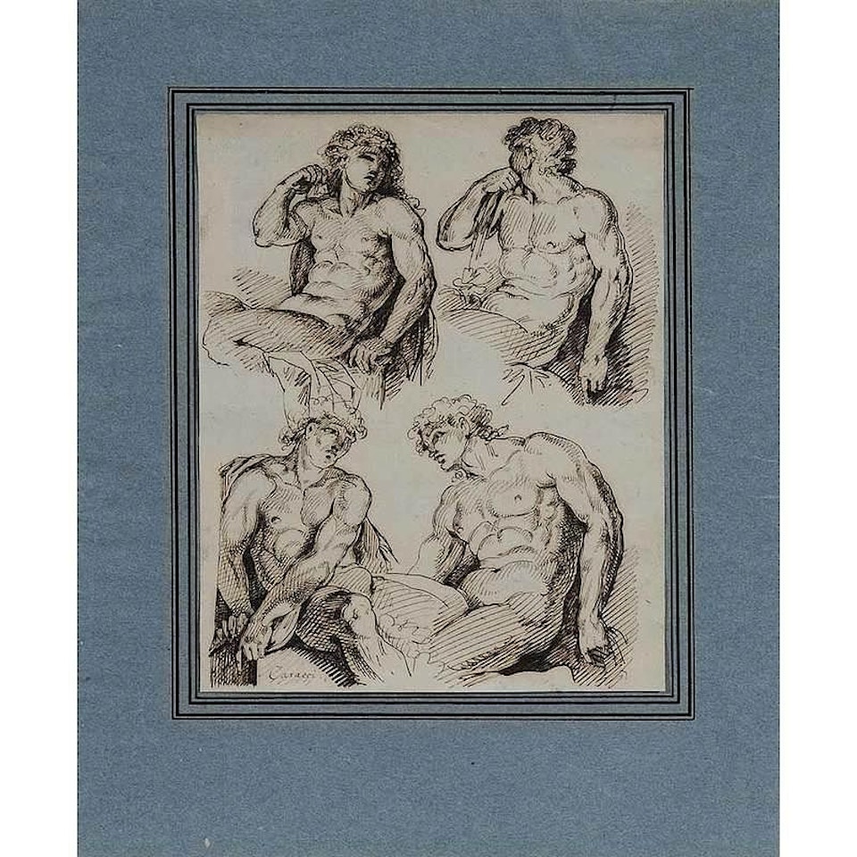 Nude Studies after Annibale Carracci by Jan de Bisschop