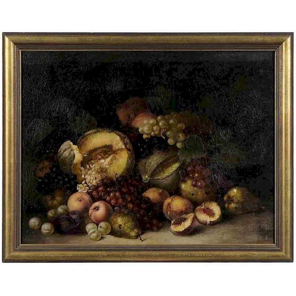 Still Life with Melons, Peaches and Grapes by Continental School