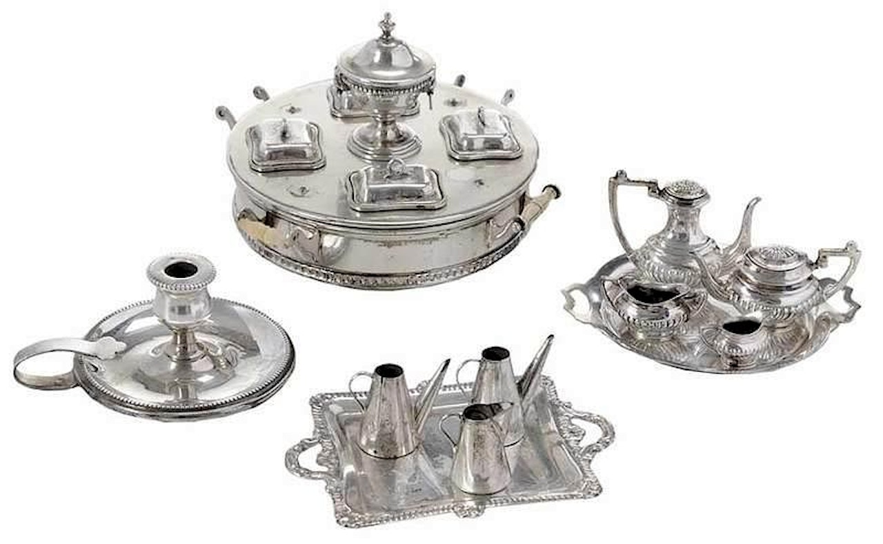 Eleven Silver Miniature Table Items by Unknown Jewelry Maker