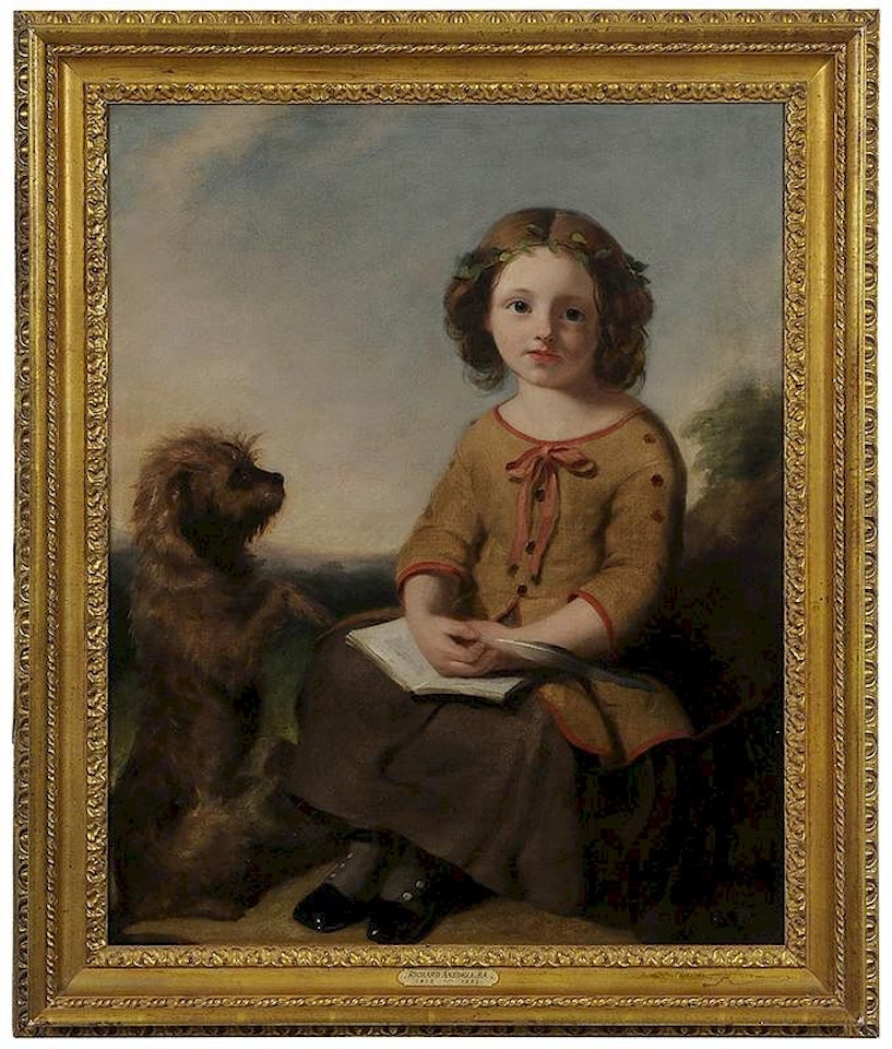 Portrait of a Young Girl with a Terrier by Richard Ansdell