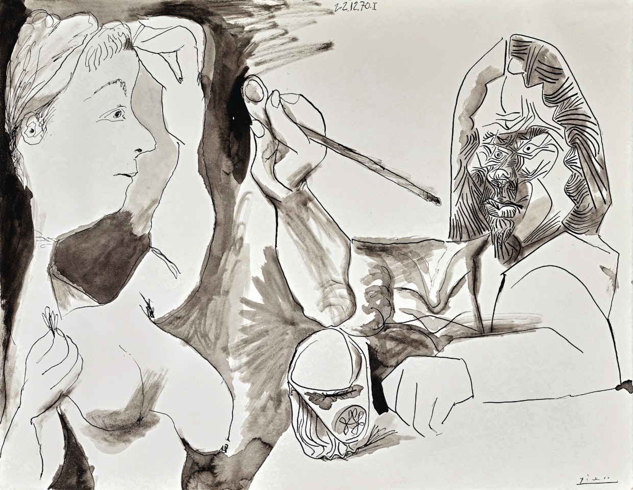 Homme à la pipe et femme by Pablo Picasso