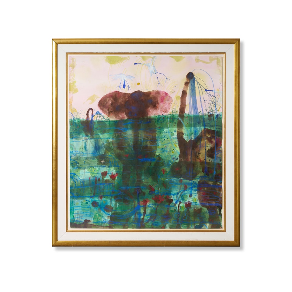 Elephants and Lily Pond by John Olsen