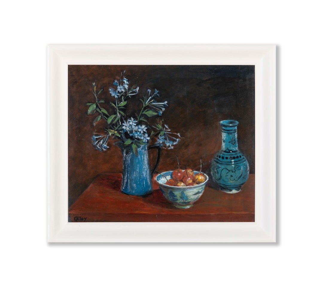 Plumbago and Cherries by Margaret Hannah Olley