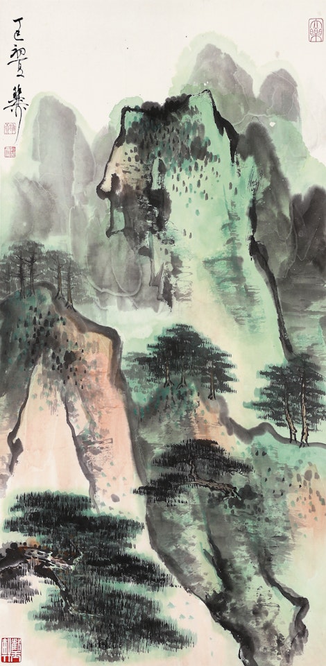 BLUE AND GREEN LANDSCAPE by Xie Zhiliu
