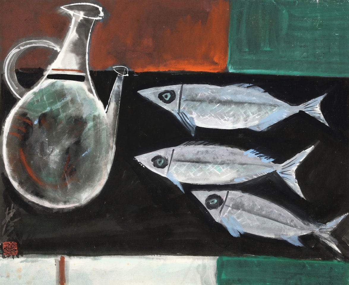 BOTTLE AND FISH by Lin Fengmian