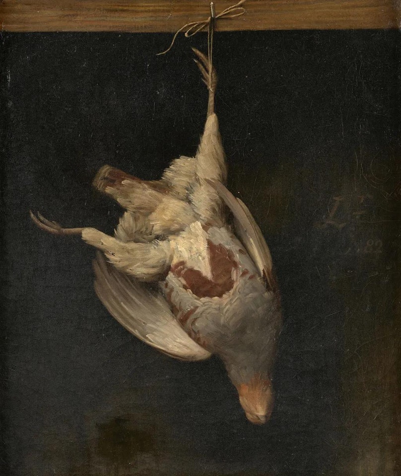 Trophée de chasse au perdreau gris by French School