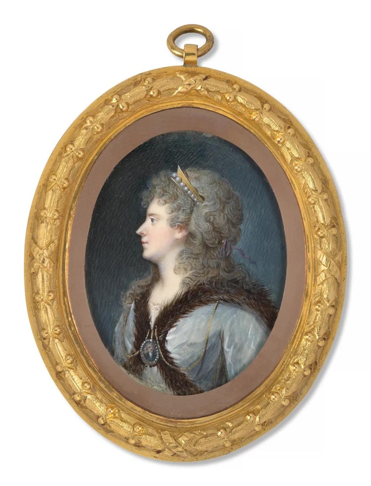Portrait of princess of Wales (1768-1821) wearing a blue dress by German School