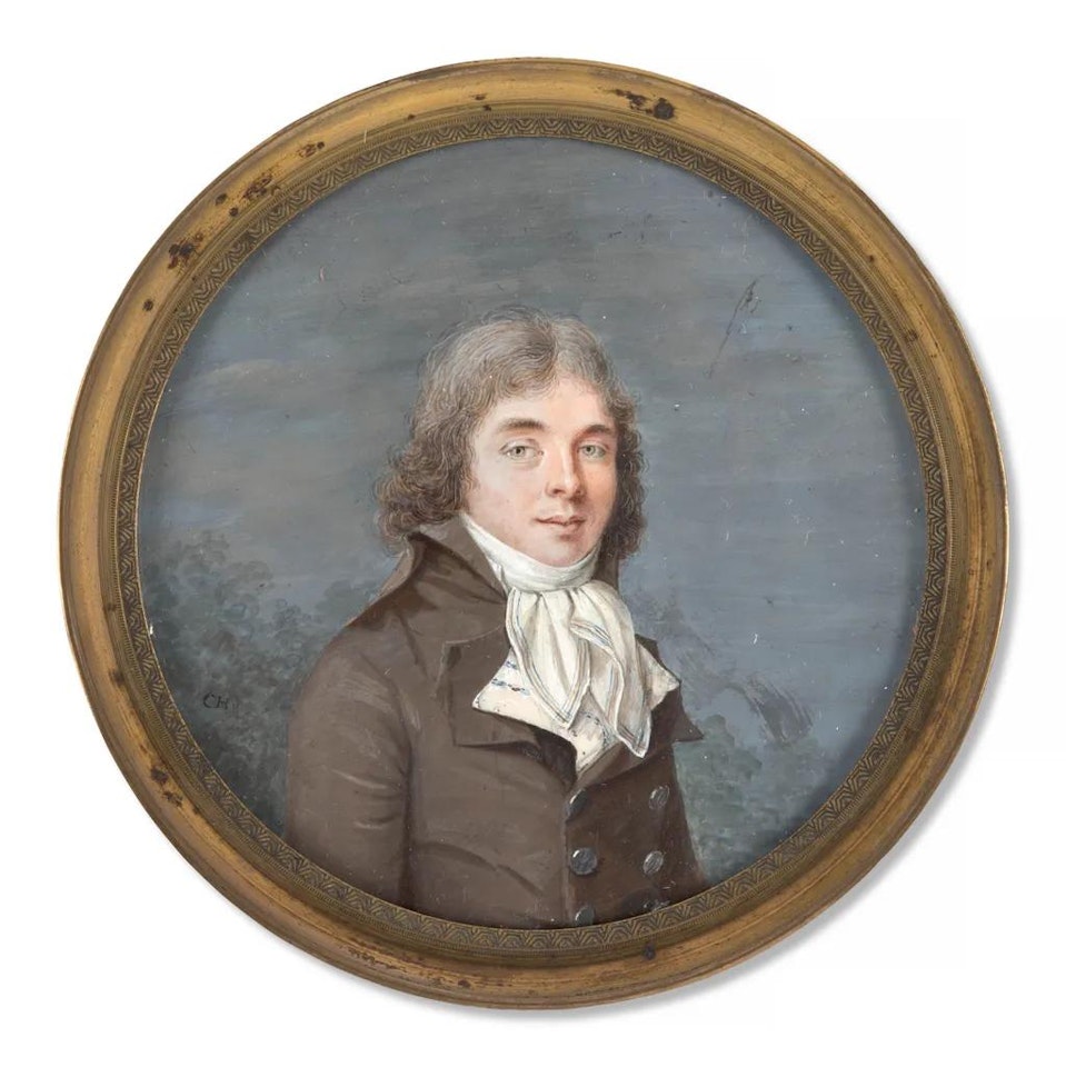 Portrait of gentleman wearing a brown coat by French School