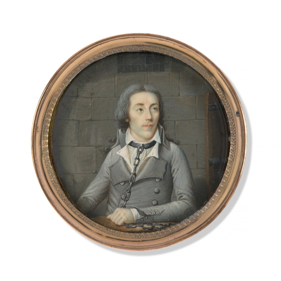 Portrait of a prisoner in his cell by French School