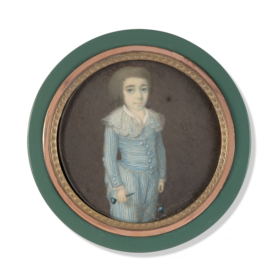 Portrait of a young gentleman with cup and ball game by French School