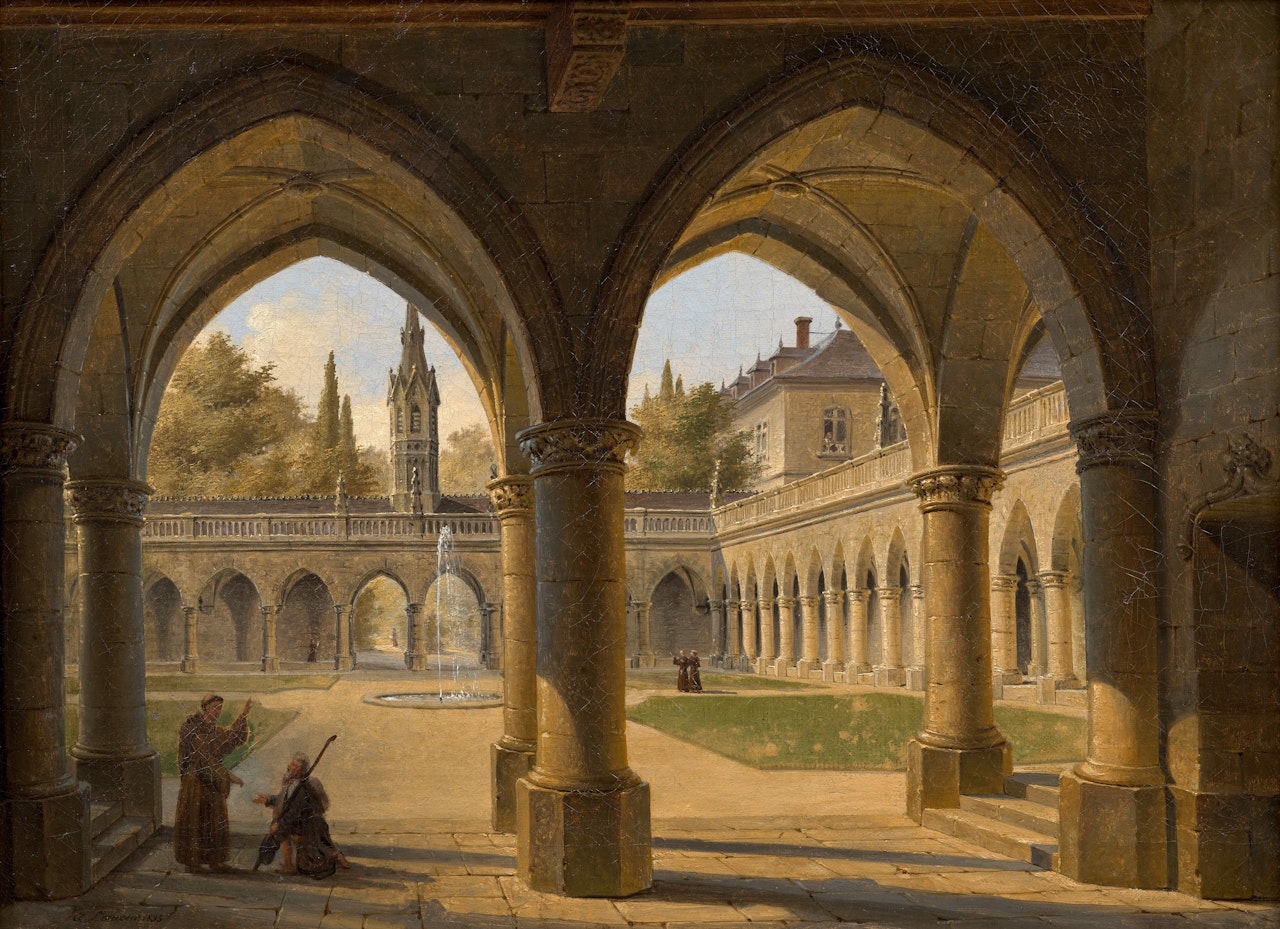 The welcome of a pilgrim by French School