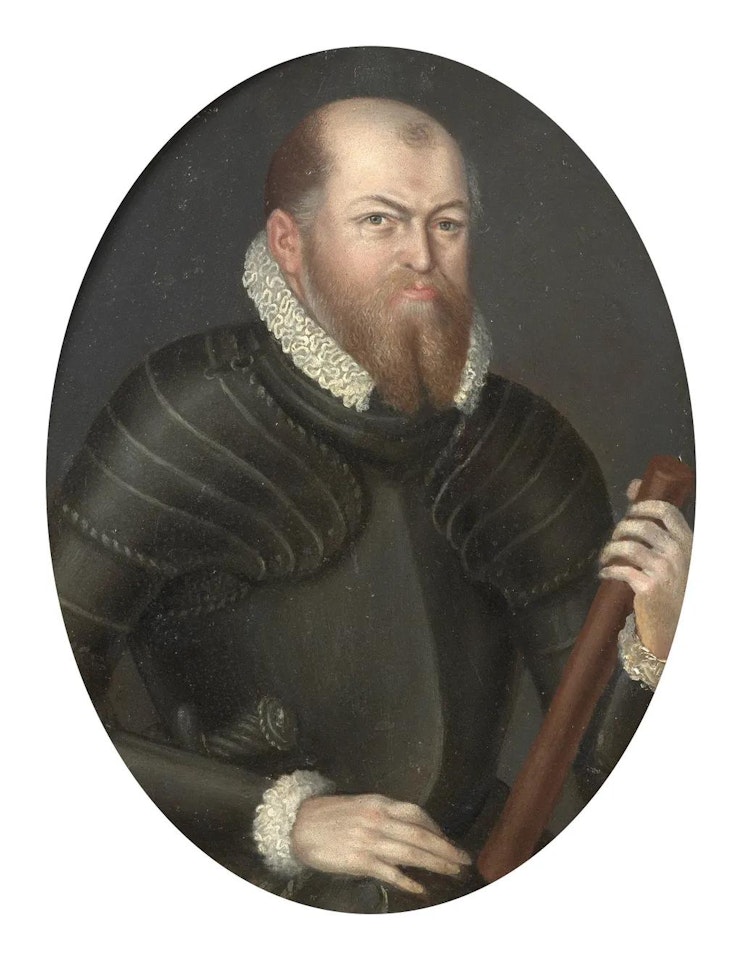 Portrait d"un homme en cuirasse tenant un bâton de commandement et Portrait d"un homme en cuirasse arborant la toison d" by German School