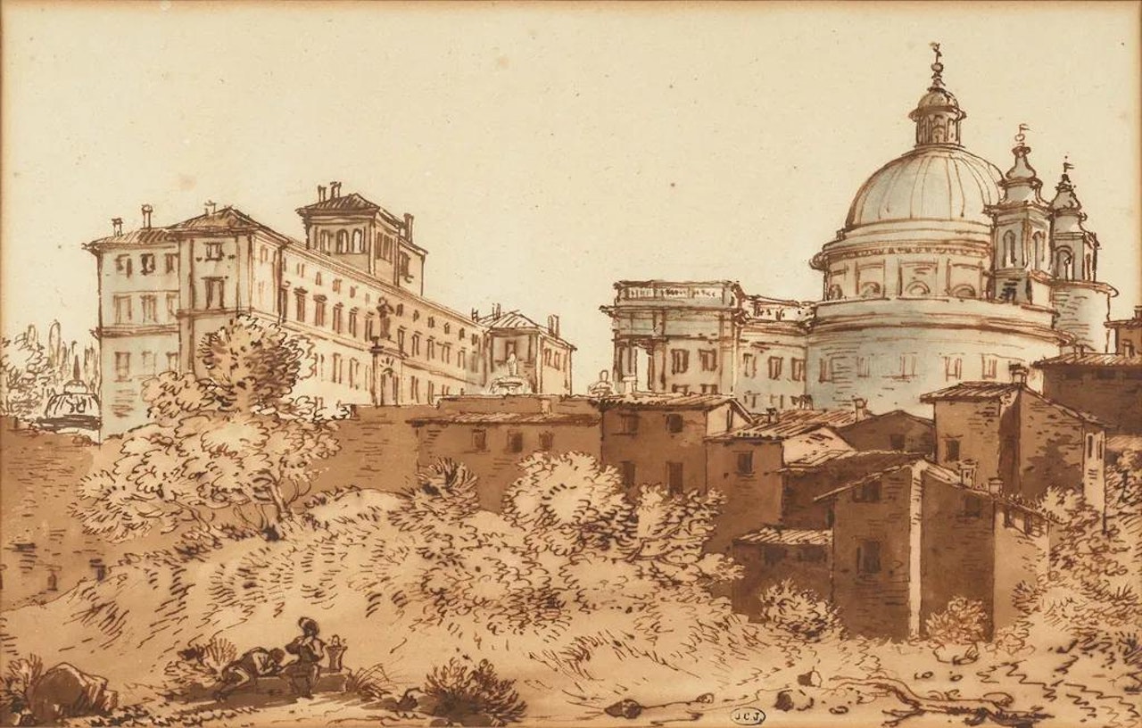 Vue d"Ariccia avec le palais Chigi by Victor Jean Nicolle