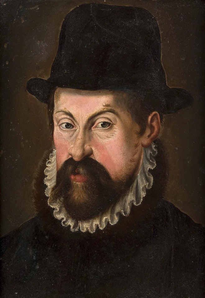 Portrait d"homme au chapeau noir by German School