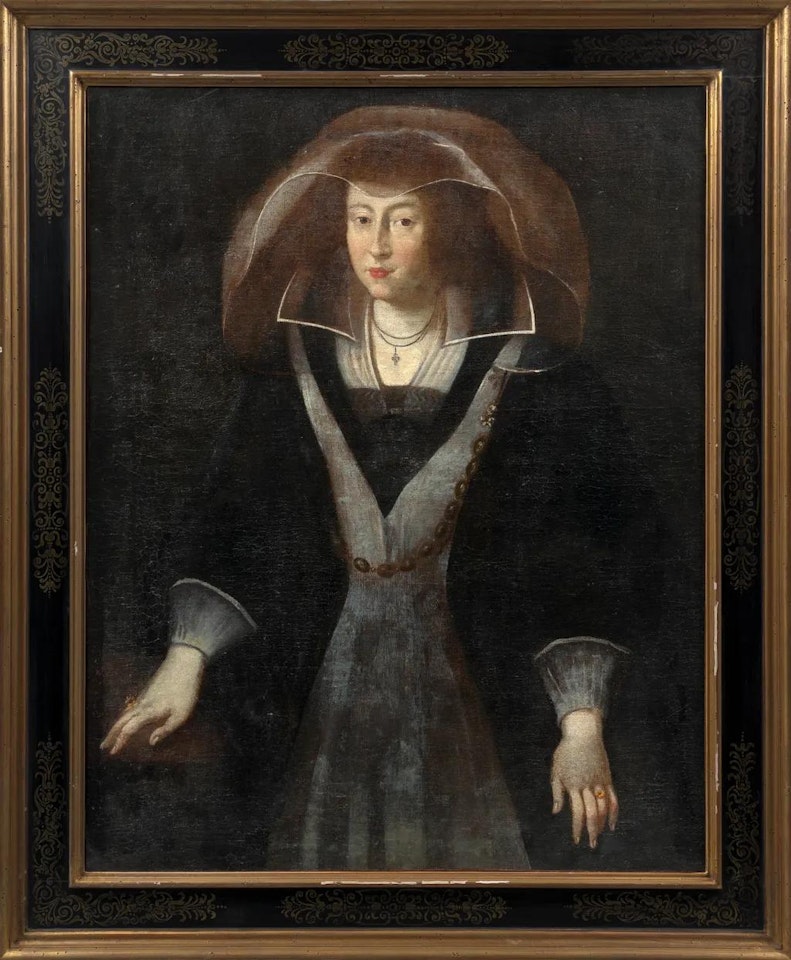 Portrait d"une dame de qualité en robe noire by Italian School