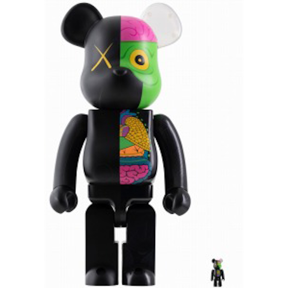 1. BE@RBRICK COMPANION 1000% Black Dissected／2. BE@RBRICK COMPANION 100% Black Dissected by Kaws