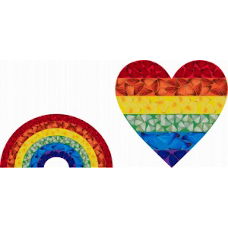 1. BUTTERFLY RAINBOW (SMALL) (H7-2)／2. HEART (SMALL) (H7-4) by Damien Hirst