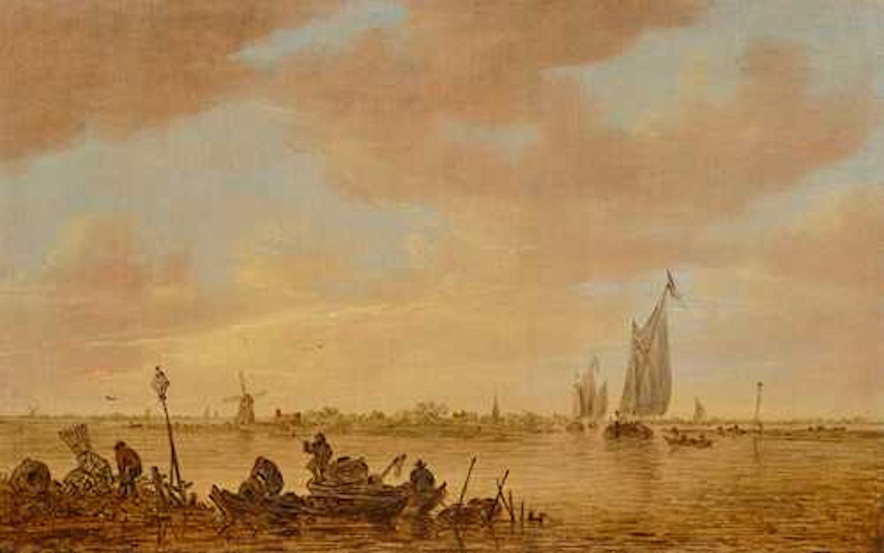Seascape with fishermen and ships. by Jan van Goyen