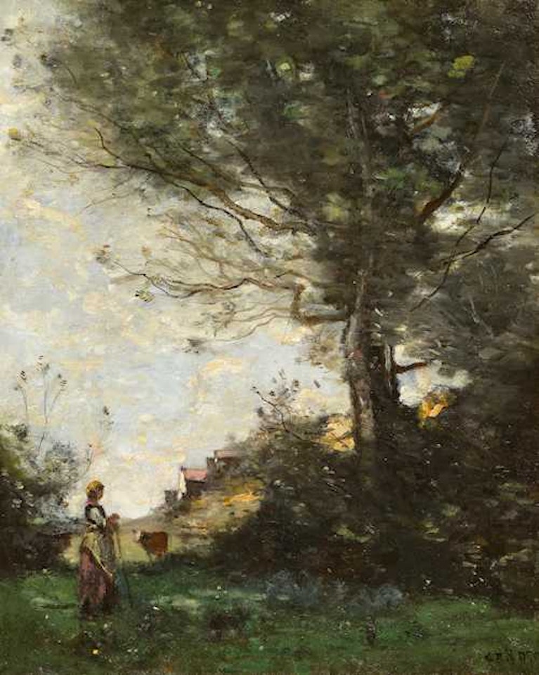 La chevrière Italienne by Jean Baptiste Camille Corot