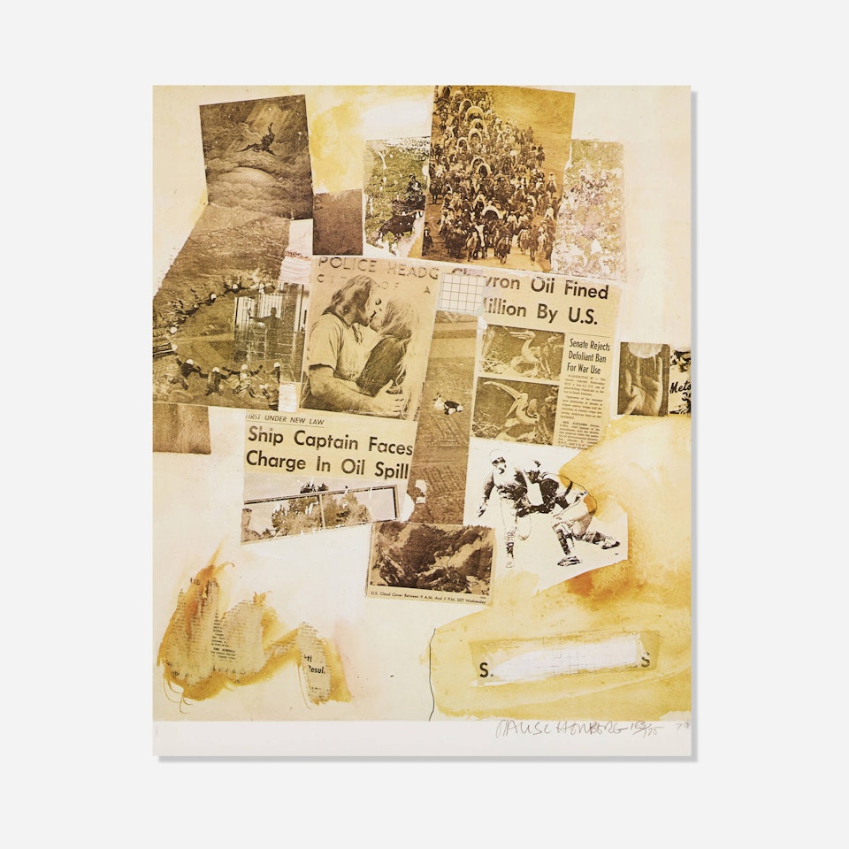 Untitled (Ship Captain Faces Charge in Oil Spill) (from Peace Portfolio I) by Robert Rauschenberg
