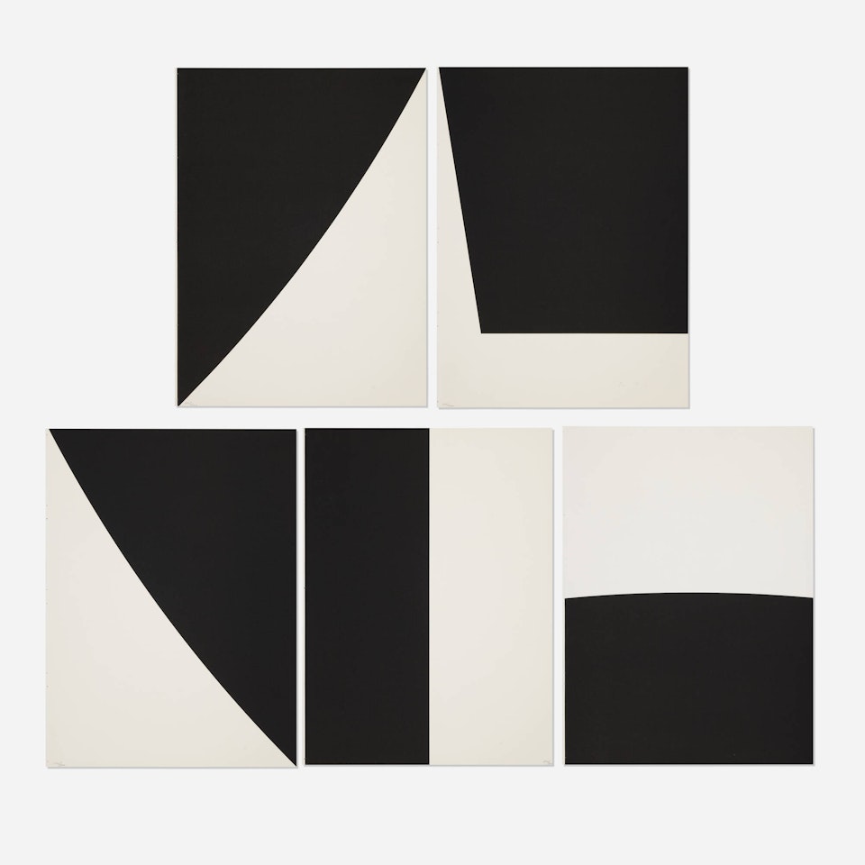 Five works from Un coup de des jamais n"abolira le hasard (by Stephane Mallarme) by Ellsworth Kelly