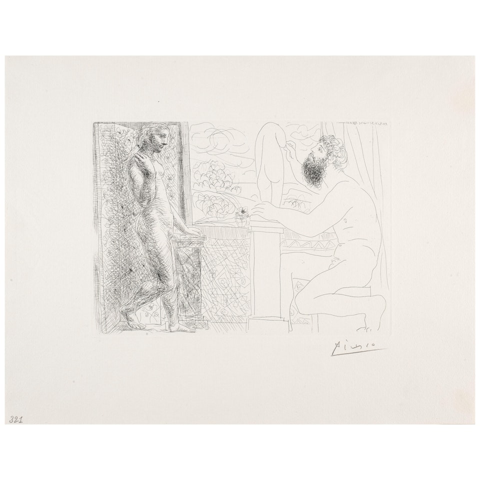 Sculpteur et son modèle devant une fenêtre, pl.59, from La Suite Vollard (Bloch 168, Baer 321) by Pablo Picasso