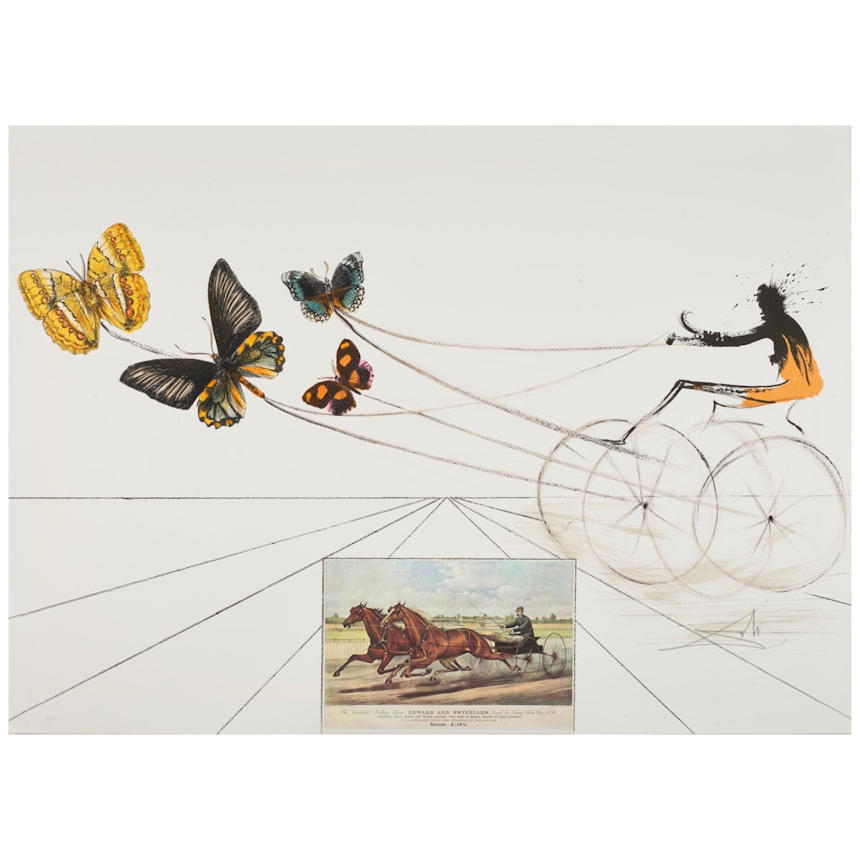 American Trotting Horses No. 1, from Currier & Ives as Interpreted by Salvador Dali; Currier & Ives, A Brush on the Road: Best Two in Three (2 works) (Field 71-5-E; Conningham 172); "A Brush on the Road: Best Two in Three" by Salvador Dali
