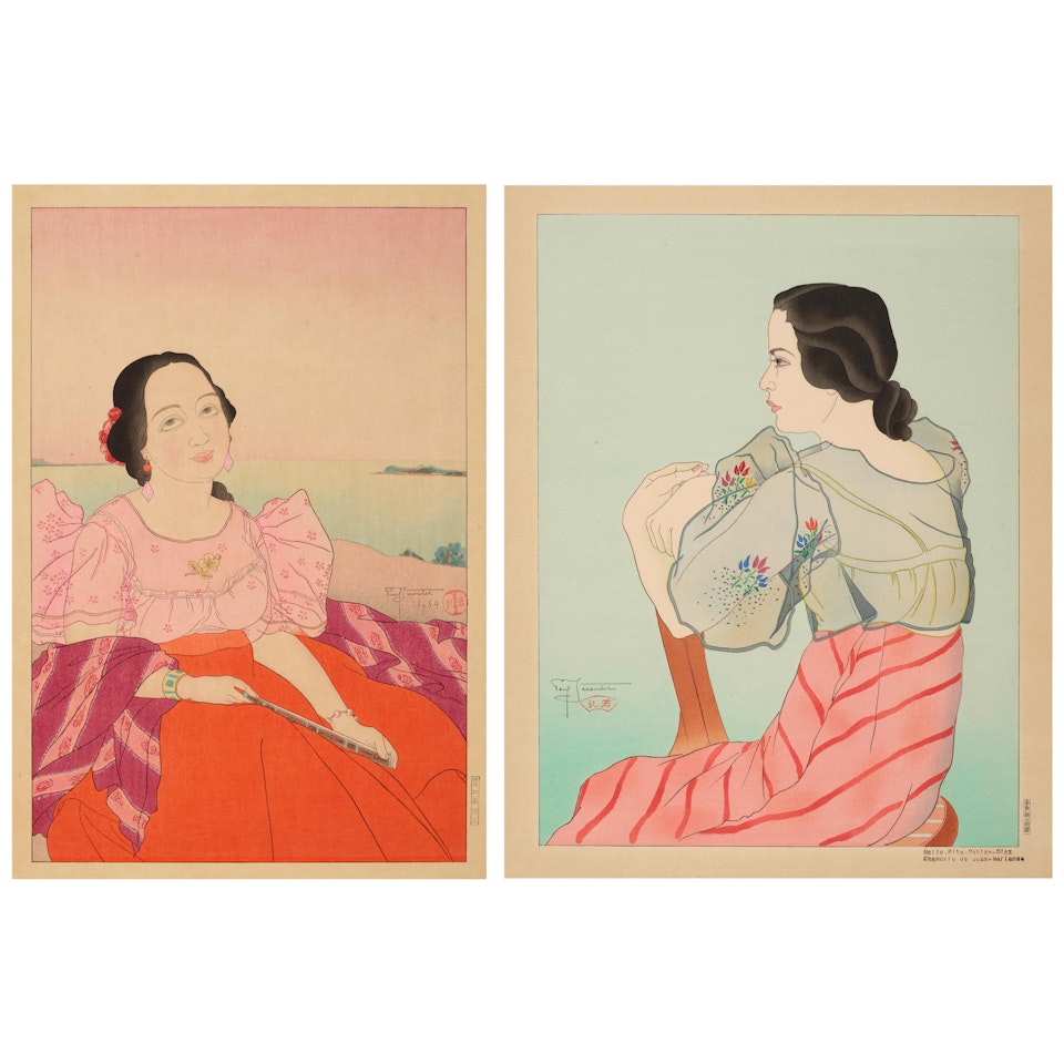 Melle. Rita-Sablan-Diaz Chamorro De Guam, Marianes; Portrait of a Chamorro Woman - Red (2 works) (Miles 5; 7) by Paul Jacoulet