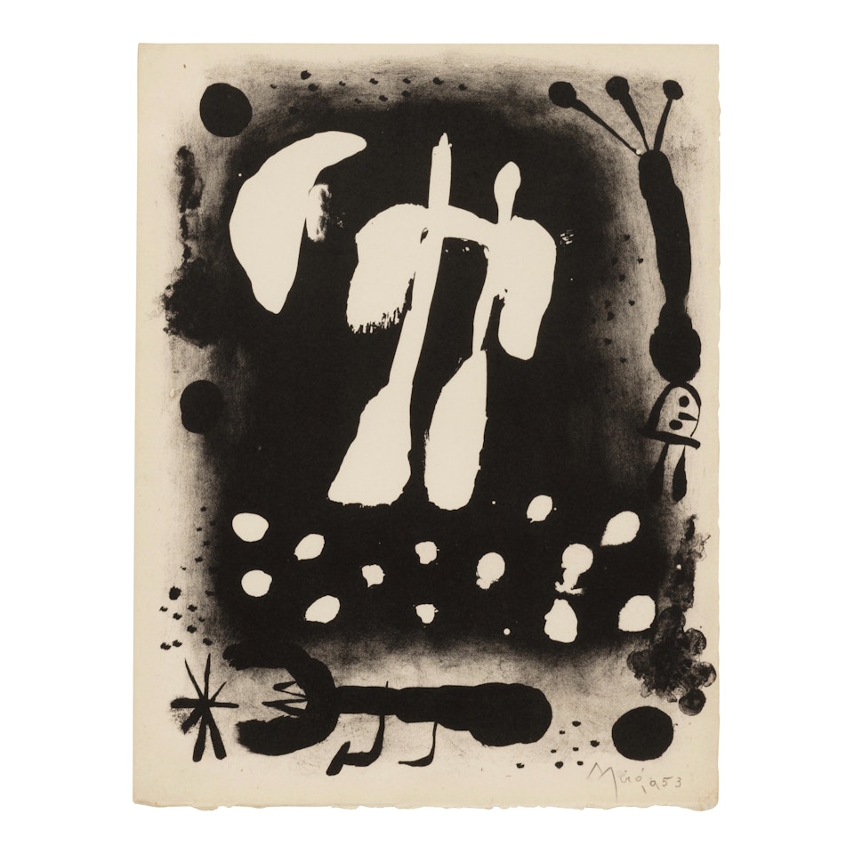 One plate, from Catalogue de l"exposition "Recent paintings 1953" à l"occasion du 60e anniversaire de l"artiste (Maeght 140) by Joan Miró