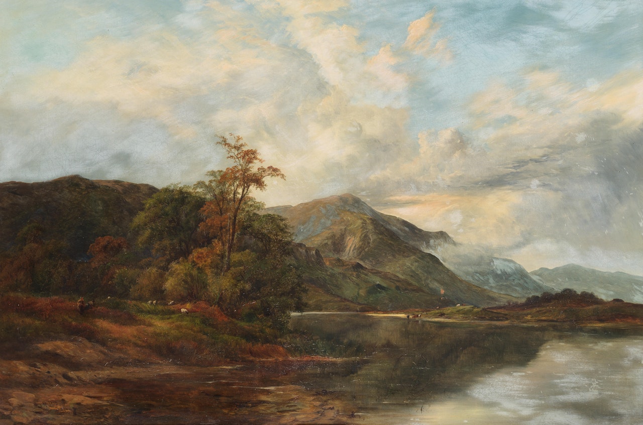 Rydal water and Langdale Pikes from Scandale, Westmorland by Sidney Richard Percy