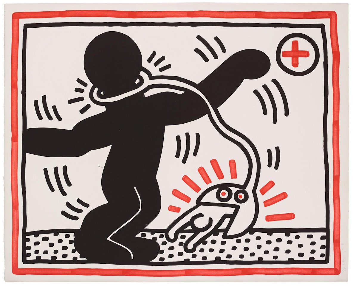 "Untitled", from: "Free South Africa" by Keith Haring