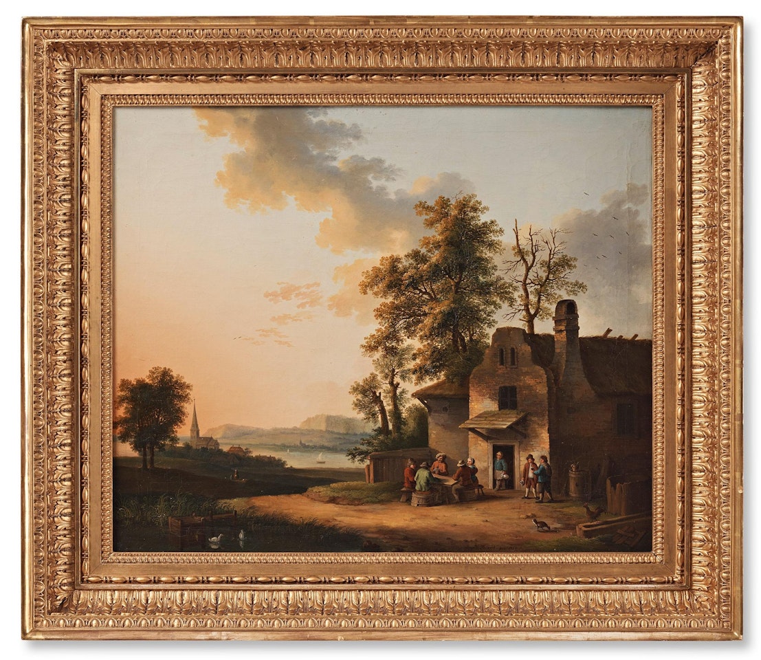 Card players outside an inn by Jacob Philipp Hackert