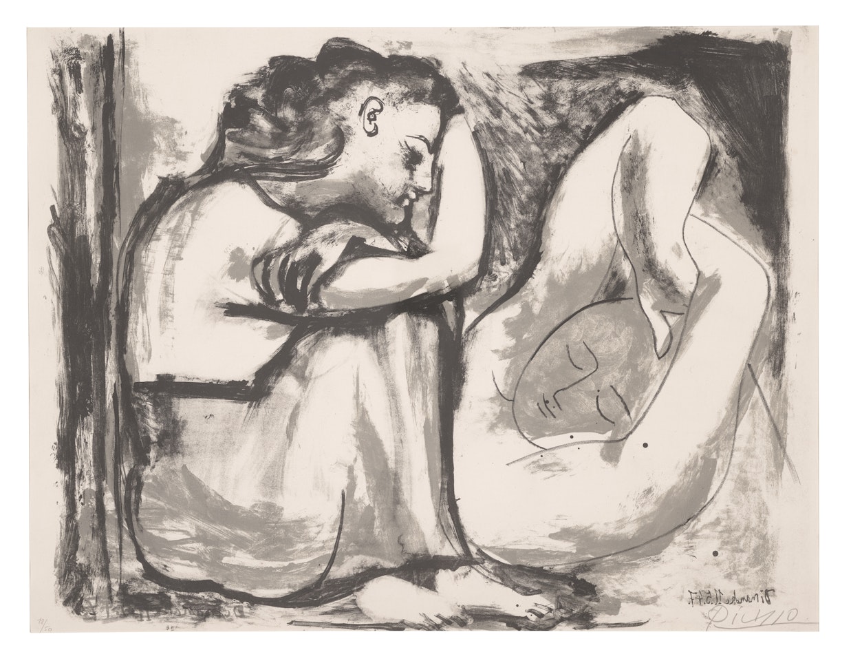 Femme assise et dormeuse by Pablo Picasso
