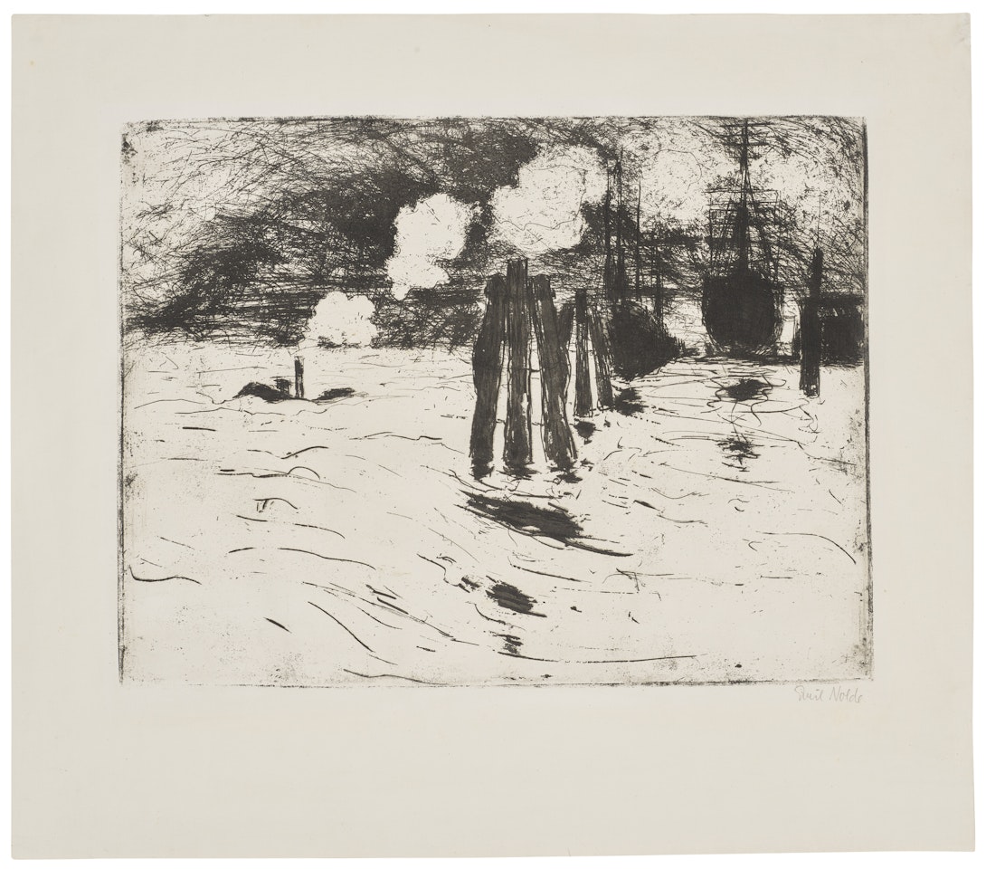 Hamburg, Schiff im Dock by Emil Nolde