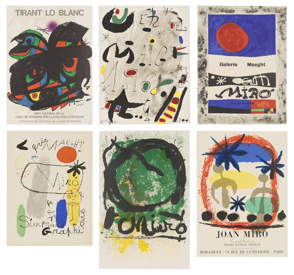 A collection of fifteen exhibition posters by Joan Miró
